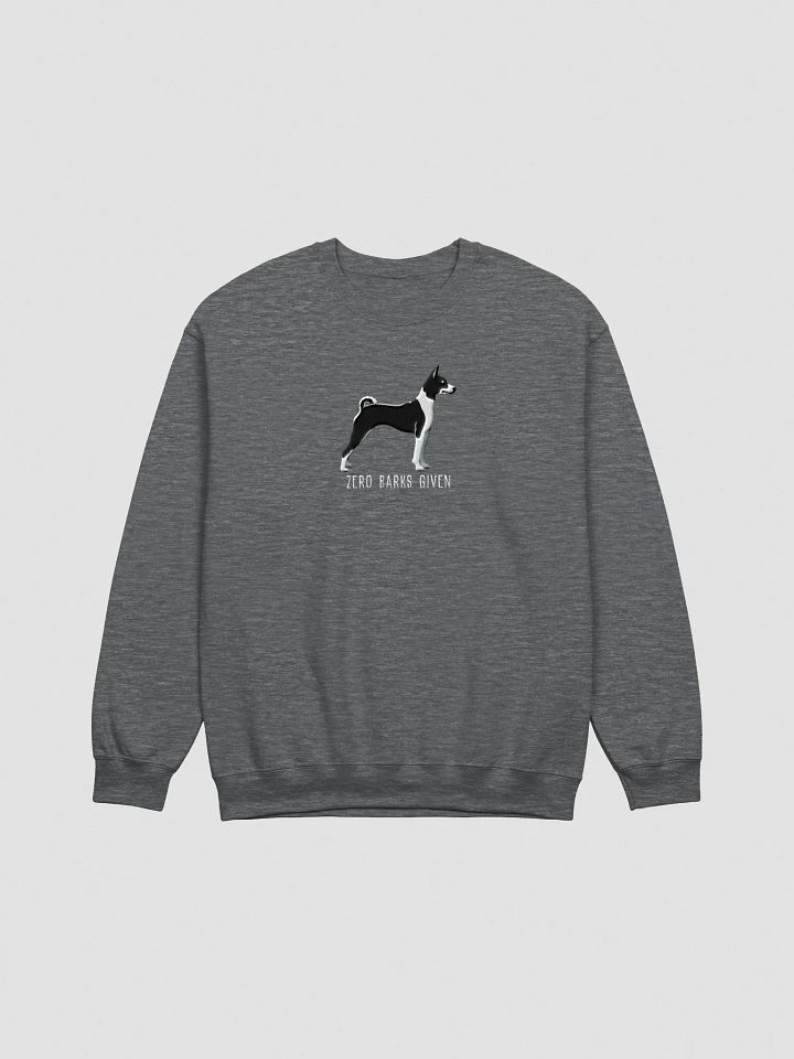 Zero Barks Given Sweatshirt (Embroidered) of a Basenji(Black & White) product image (7)