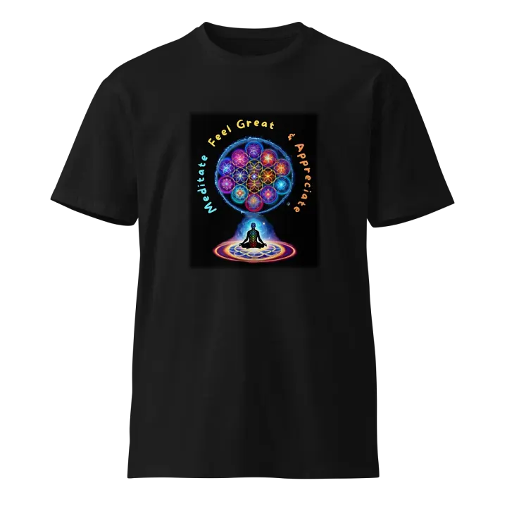 Meditate Feel Great & Appreciate T-Shirt - Vibrant Sacred Geometry Design product image (1)