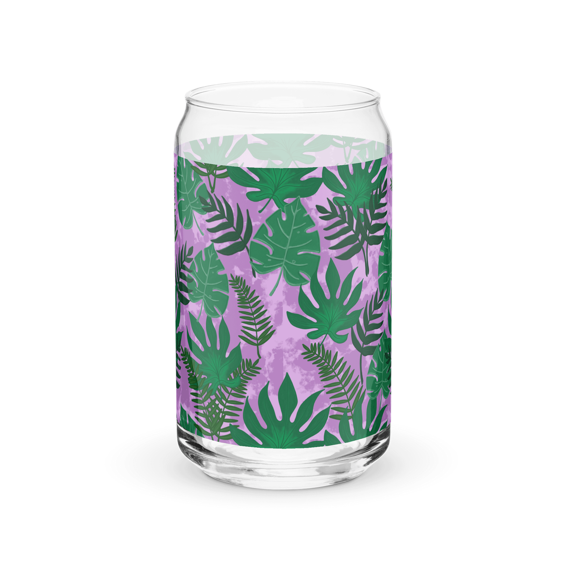 Jungle Leaves- Purple Background Glass Tumbler product image (5)