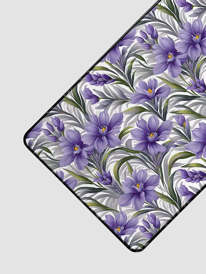 Desk Mat (31.5x15.5 inches) - Purple Floral Pattern on a White Background product image (2)