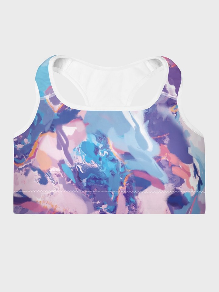 Sport Bra "Marble Effect Pastel Blue Purple Dreamy Waves" product image (2)