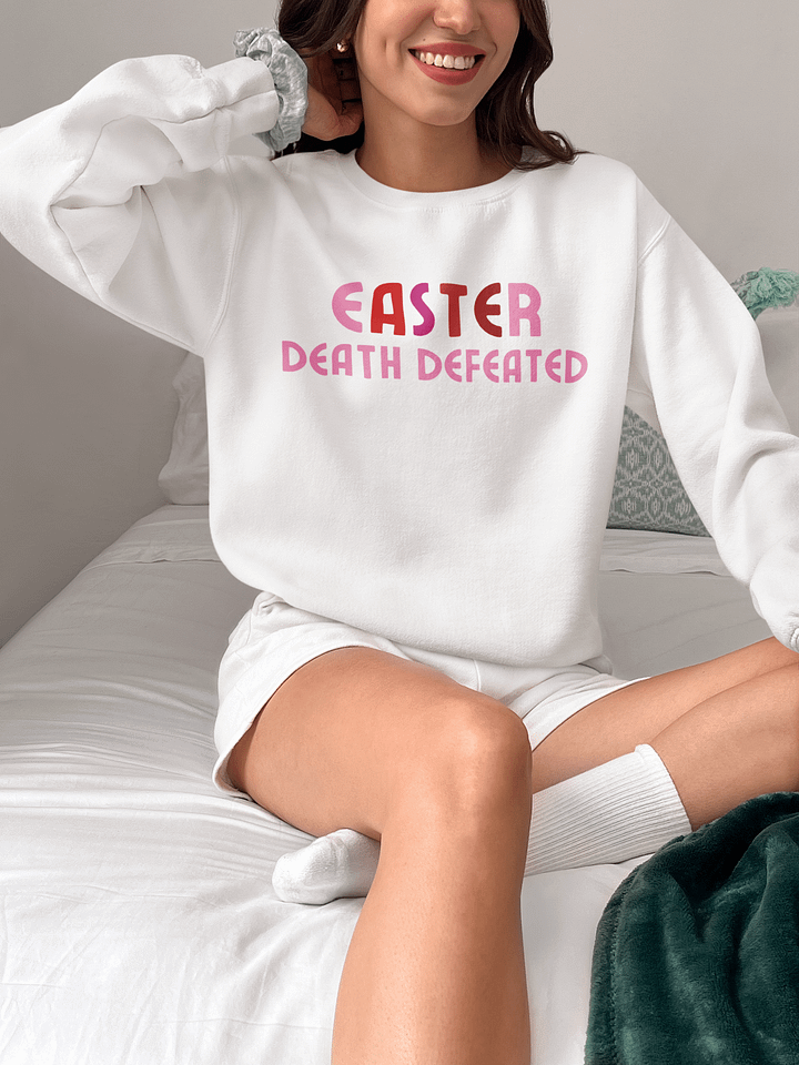 EASTER: Death Defeated Christian Gildan Sweater - Front/Back. product image (2)