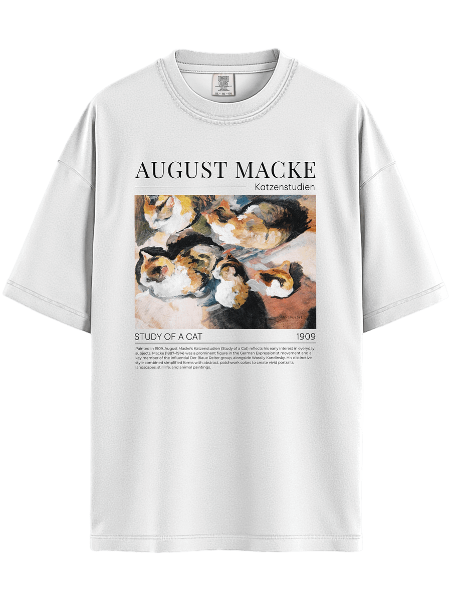 Study of a Cat, August Macke – Relaxed Fit Heavyweight Unisex Cotton T-Shirt product image (1)