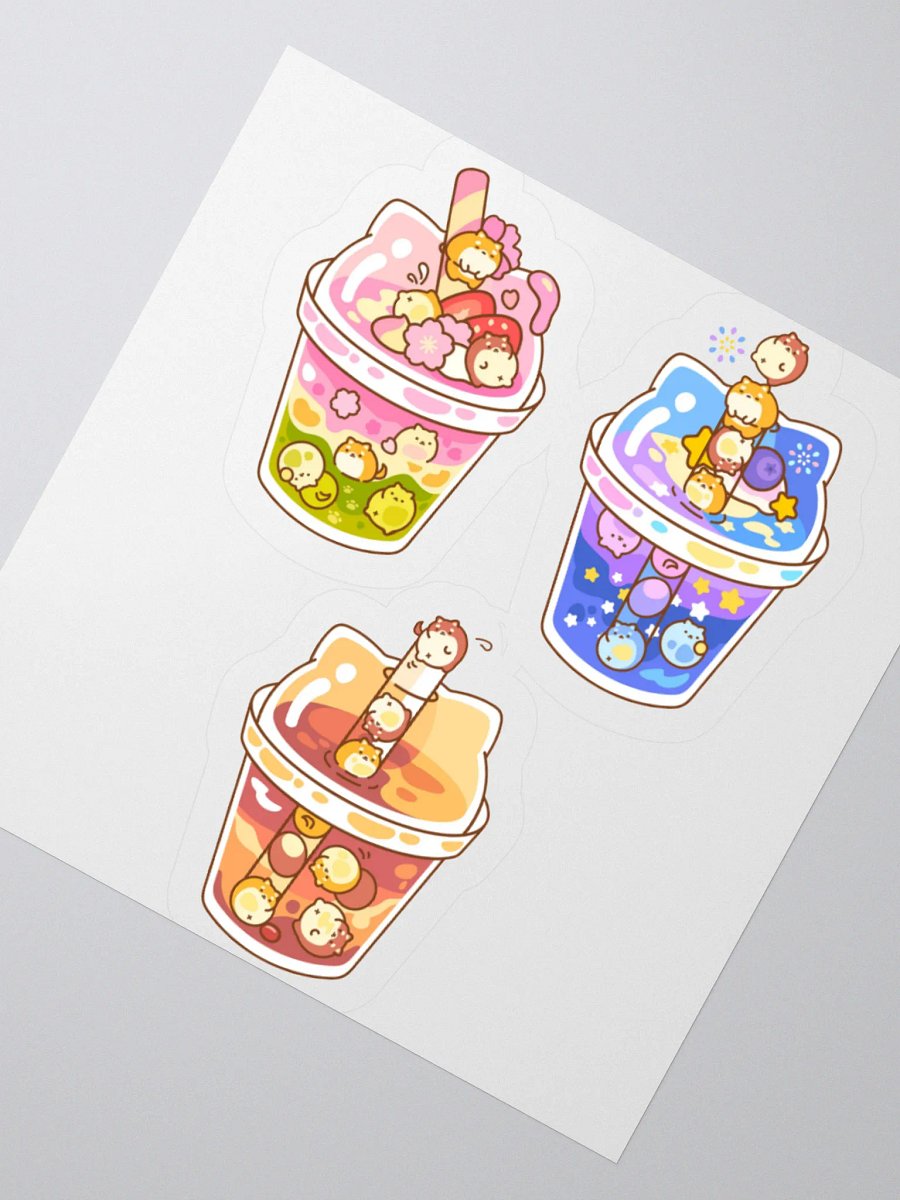 Cute Dog Bubble Tea Stickers - Kawaii Puppy Drink Set product image (3)