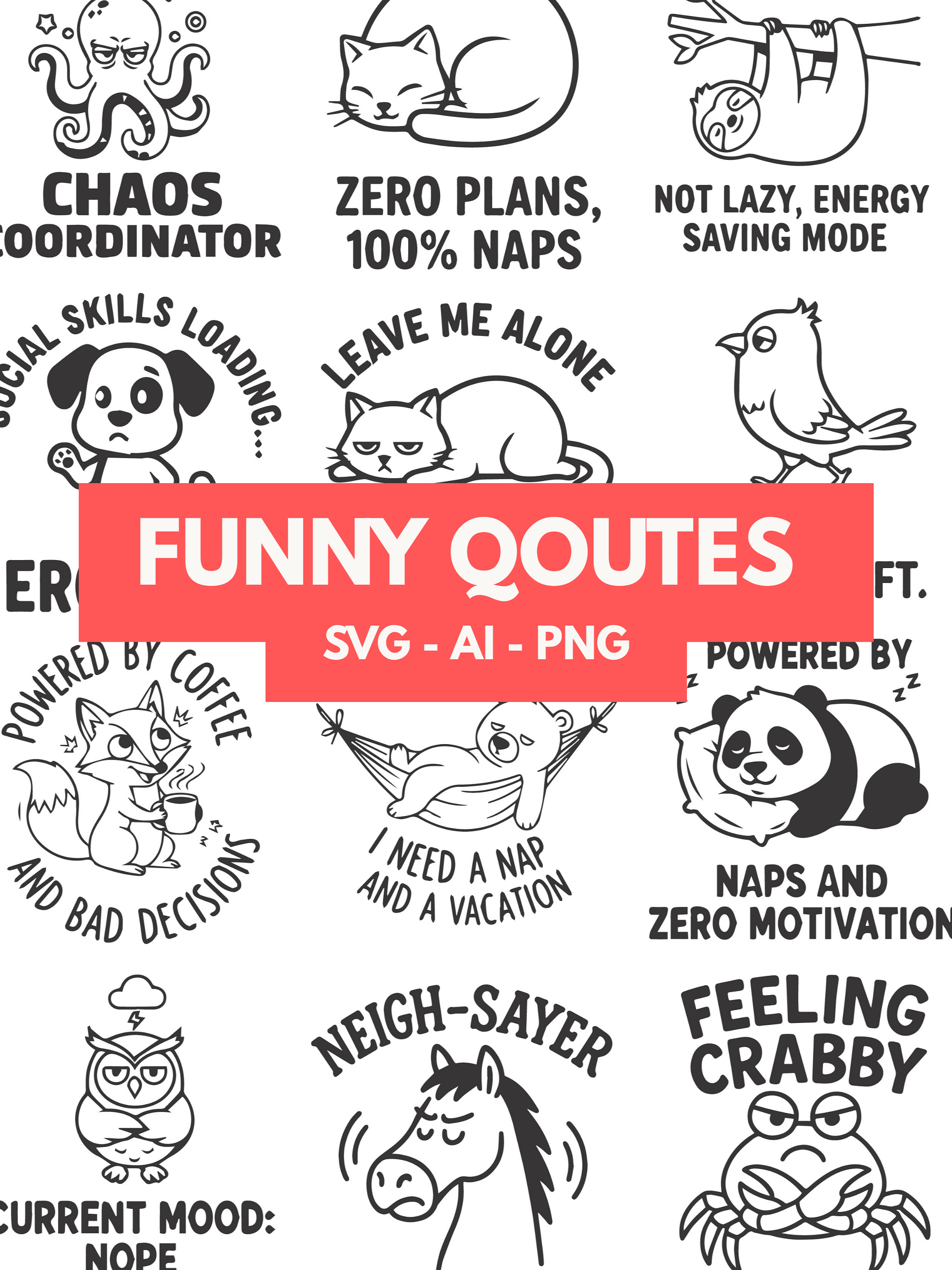 Sarcastic & Funny Quotes SVG Bundle | 55 Digital Files for Cricut and Silhouette | Humor Shirt Designs, Instant Download product image (1)