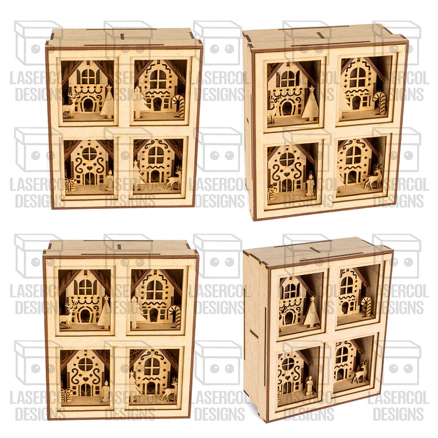 Christmas Houses Ornaments Boxes Set 2 (8 Houses Styles) - Laser Cut Files product image (8)