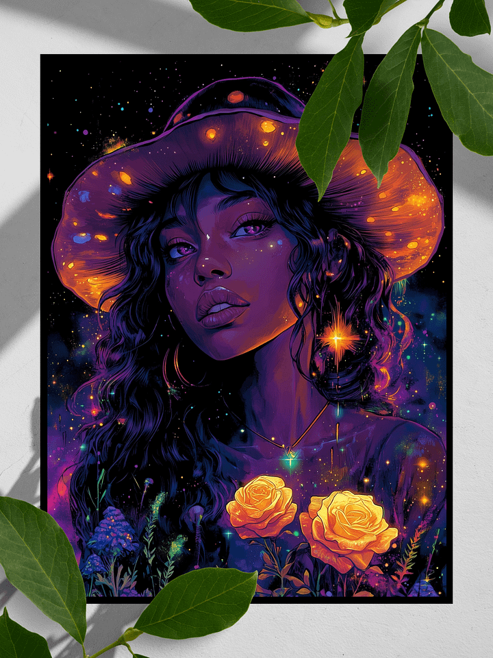 Cosmic Mushroom Girl On Matte Poster Paper product image (1)