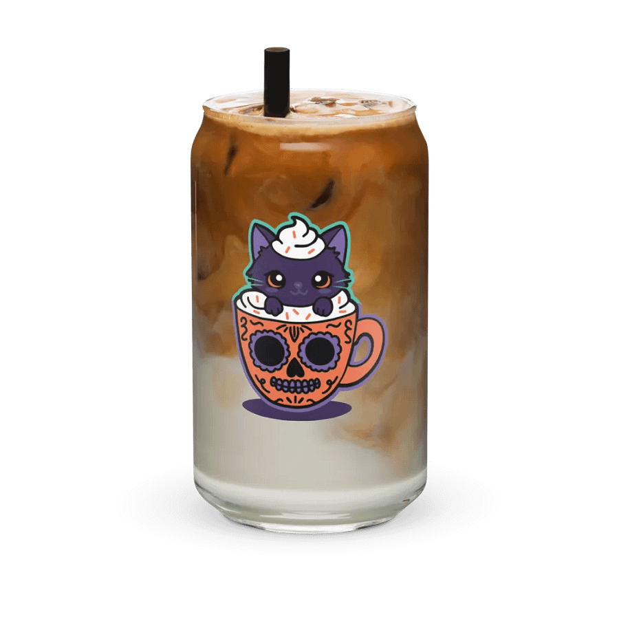 Sugar Skull Kitten Mug 16oz Can-Shaped Drinking Glass product image (3)