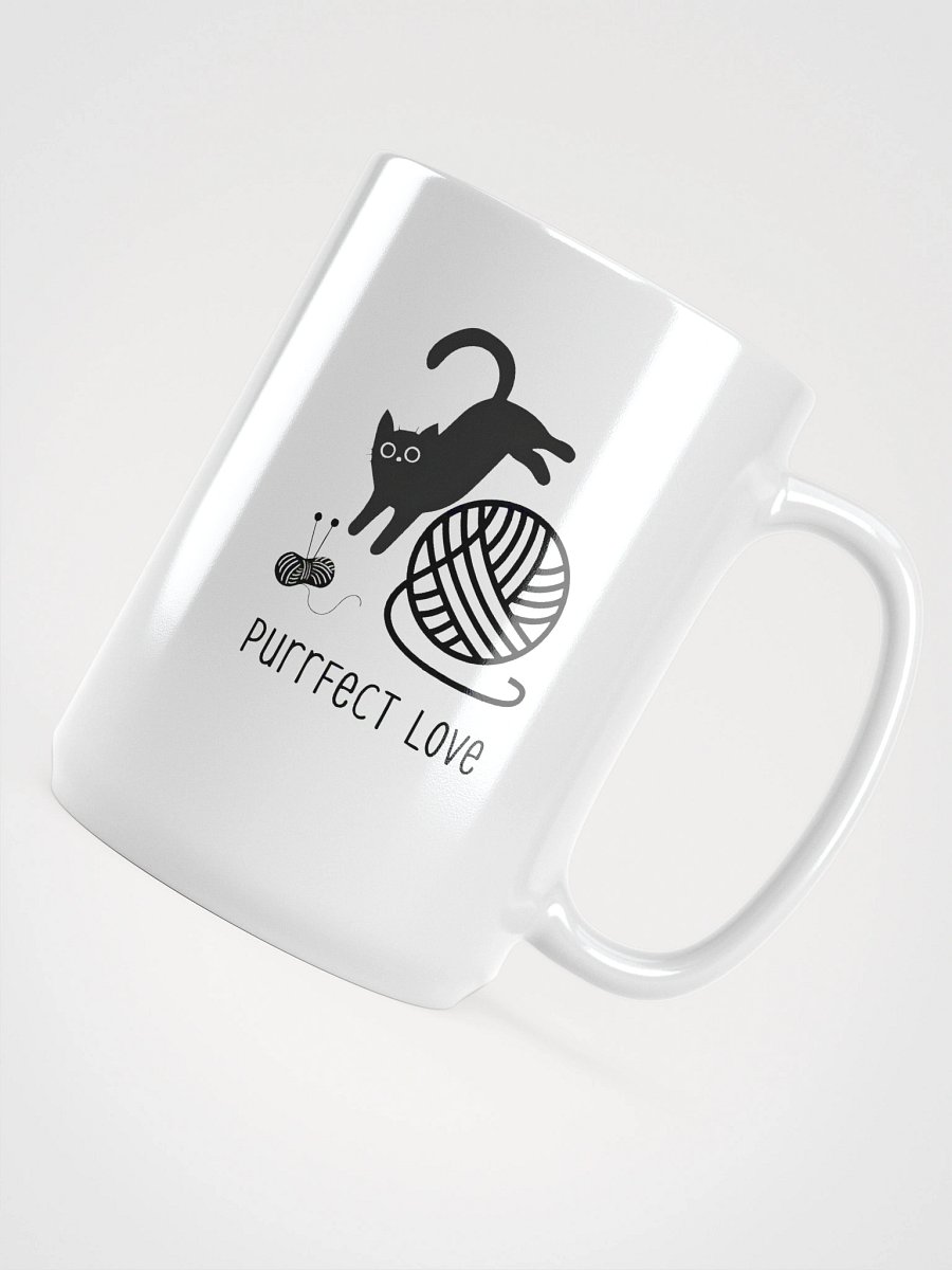 Black Cat with a knitting ball | White Glossy Mug product image (4)