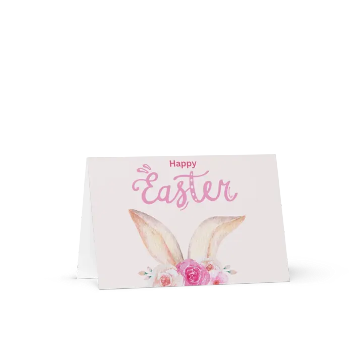Pink Floral and Bunny Happy Easter Greeting Card product image (2)