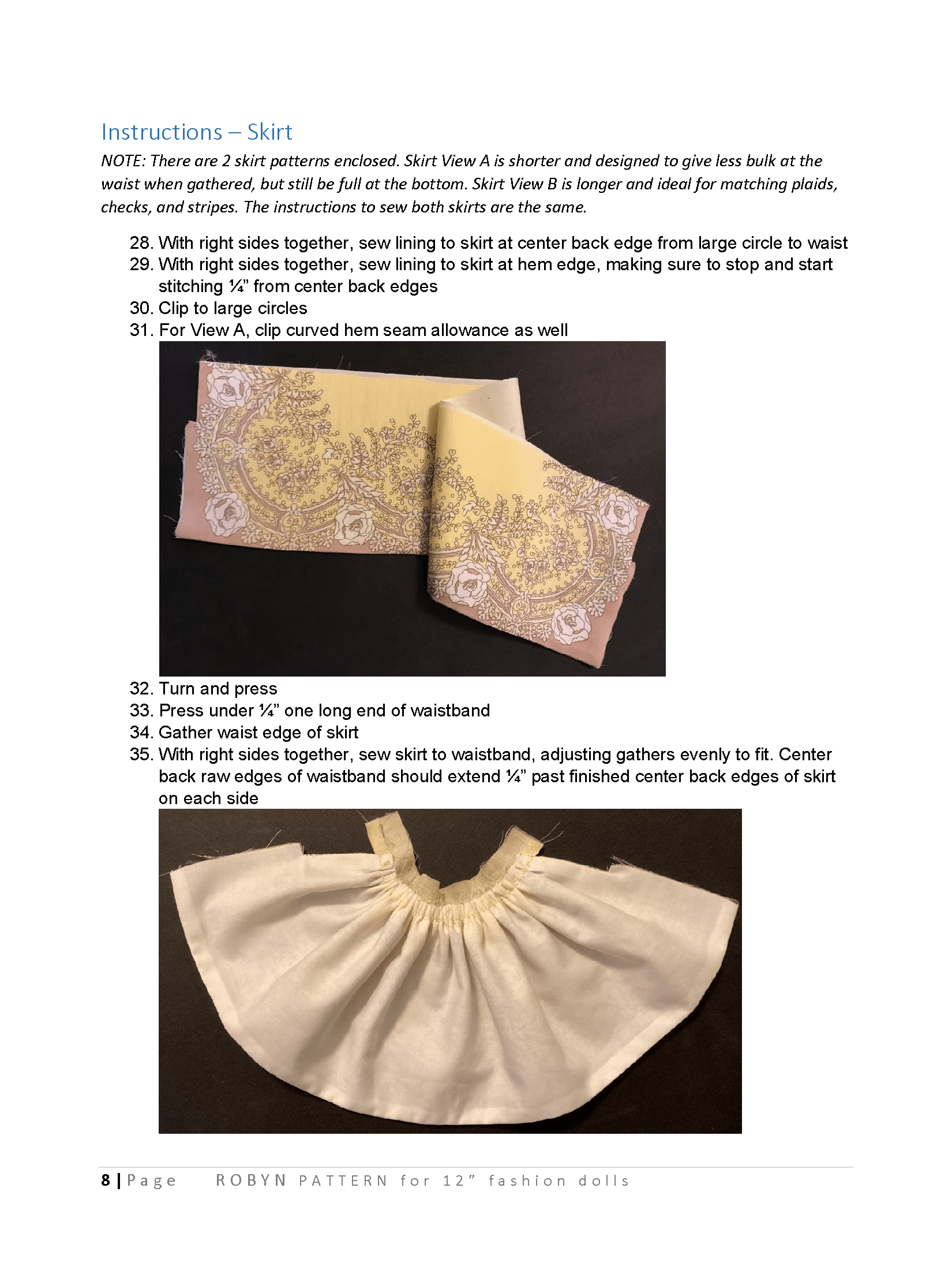 Robyn sewing pattern for 12" fashion dolls product image (4)