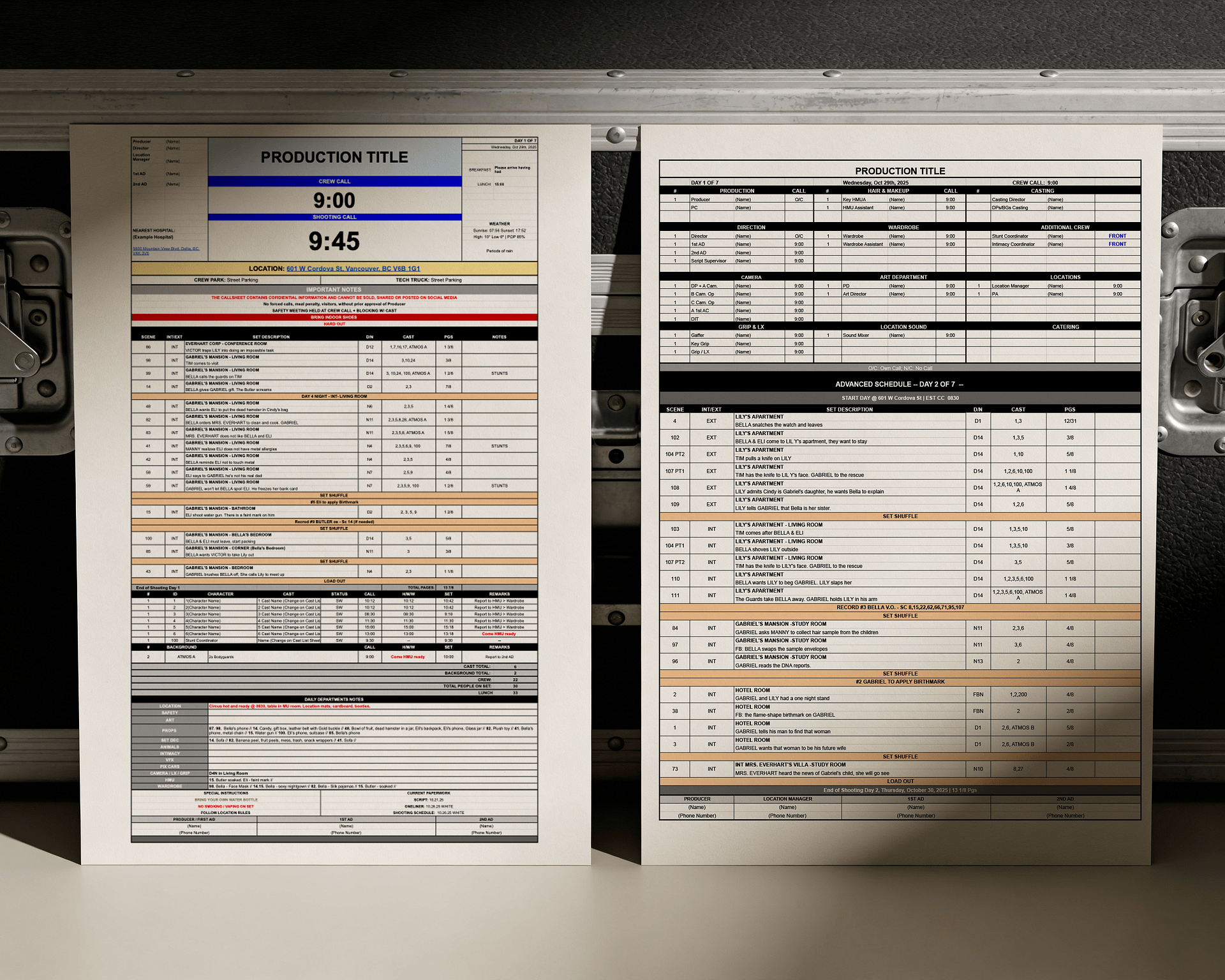 Callsheet Template - Amech Films product image (2)