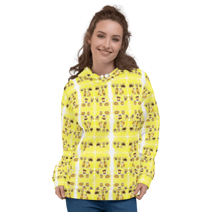 Abstract Doodle Cats Unisex All Over Print Pull Over Hoodie product image (3)