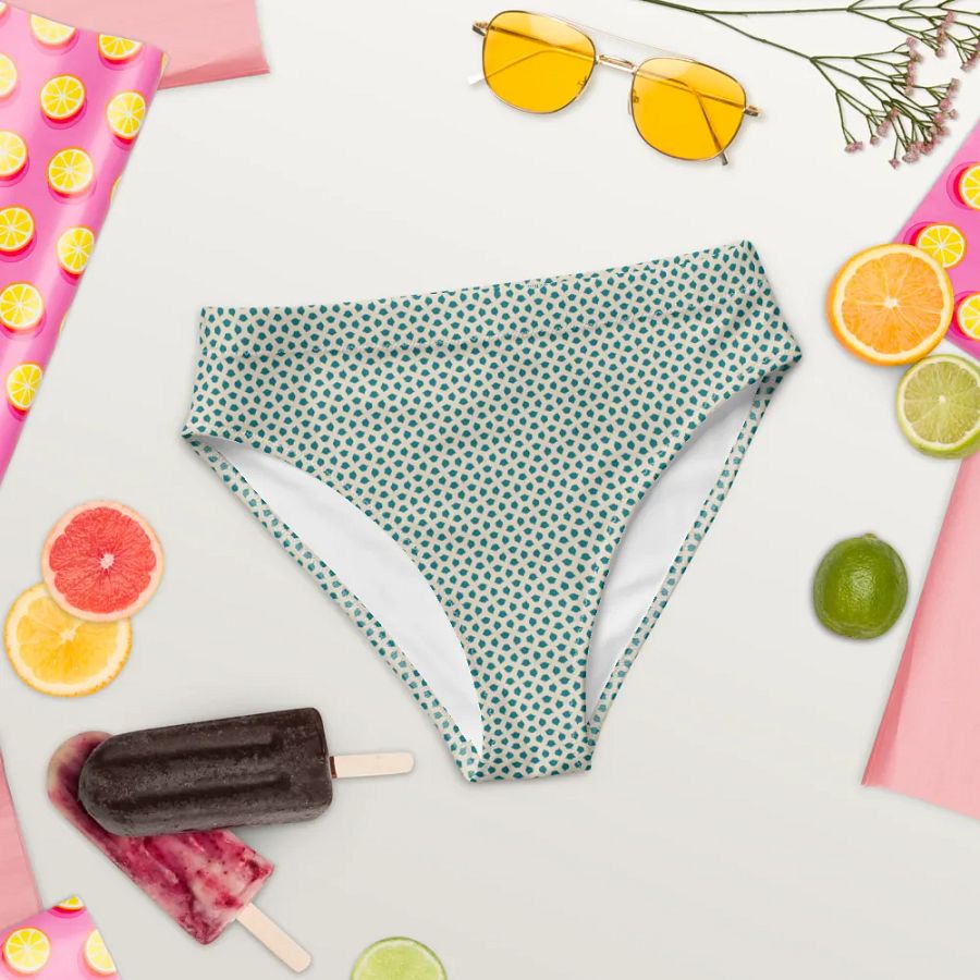 Blue leaves Hight Waisted Bikini Bottom product image (3)