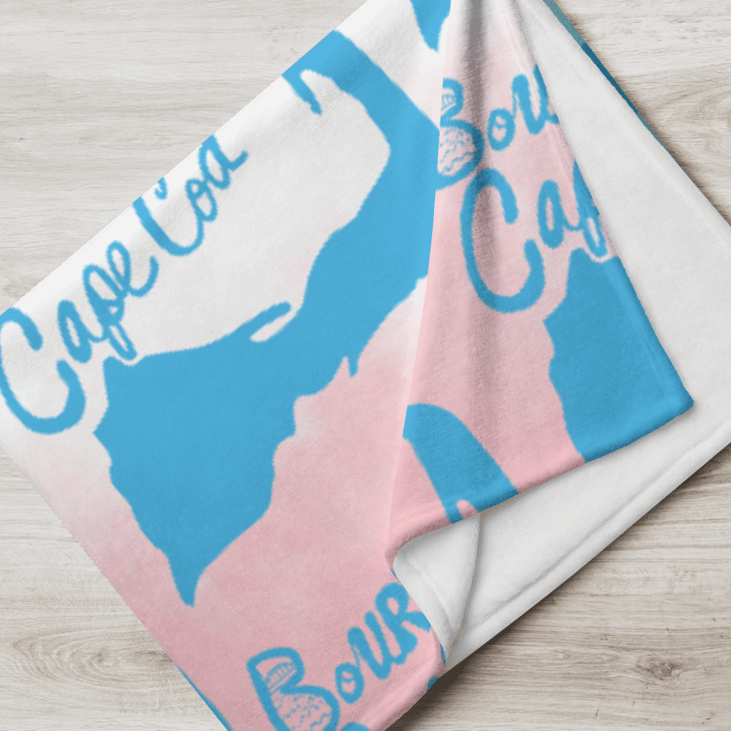 BOURNE to Cape Cod™ | Blue Logo Repeat Pattern Throw Blanket | on Patriotic Pastels Background | Coastal Cozy Vibes product image (5)