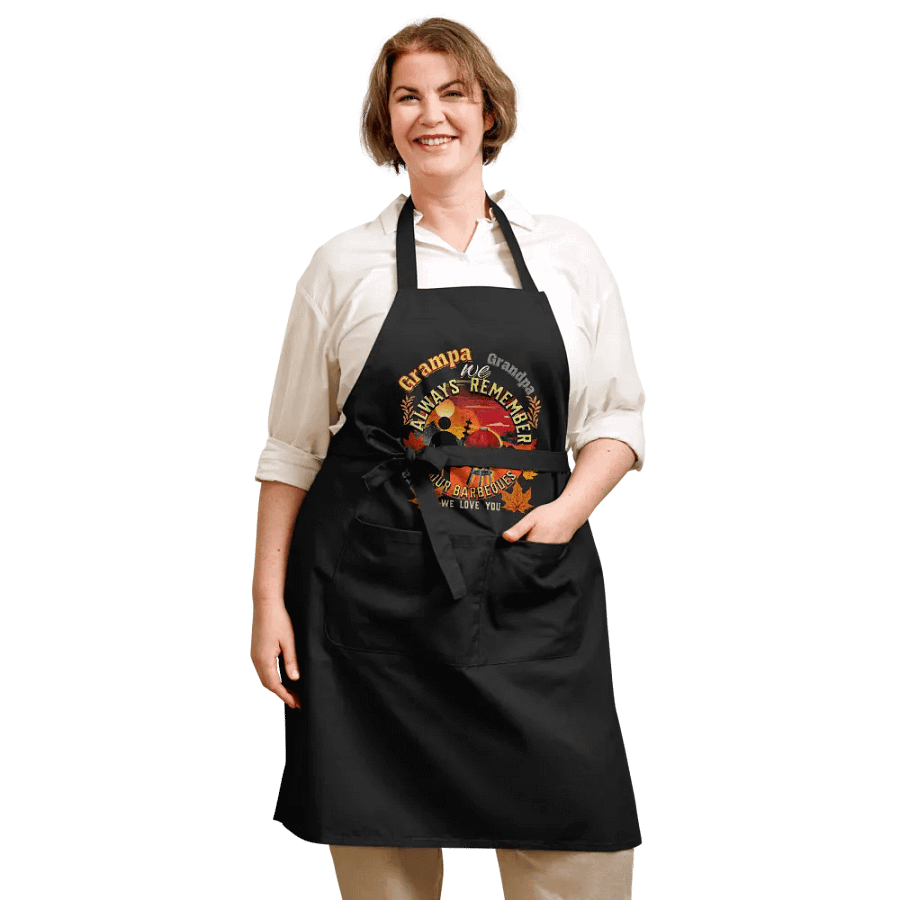 Apron matching T shirt grandad depicting ‘Grampa we always remember your BBQ’.  Perfect gift from grandchildren product image (12)