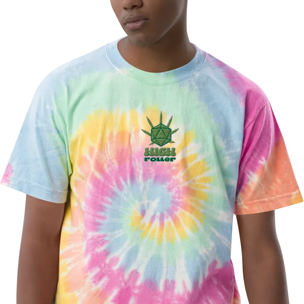 High Roller TTRPG Embroidered Tie-Dye Tee product image (4)