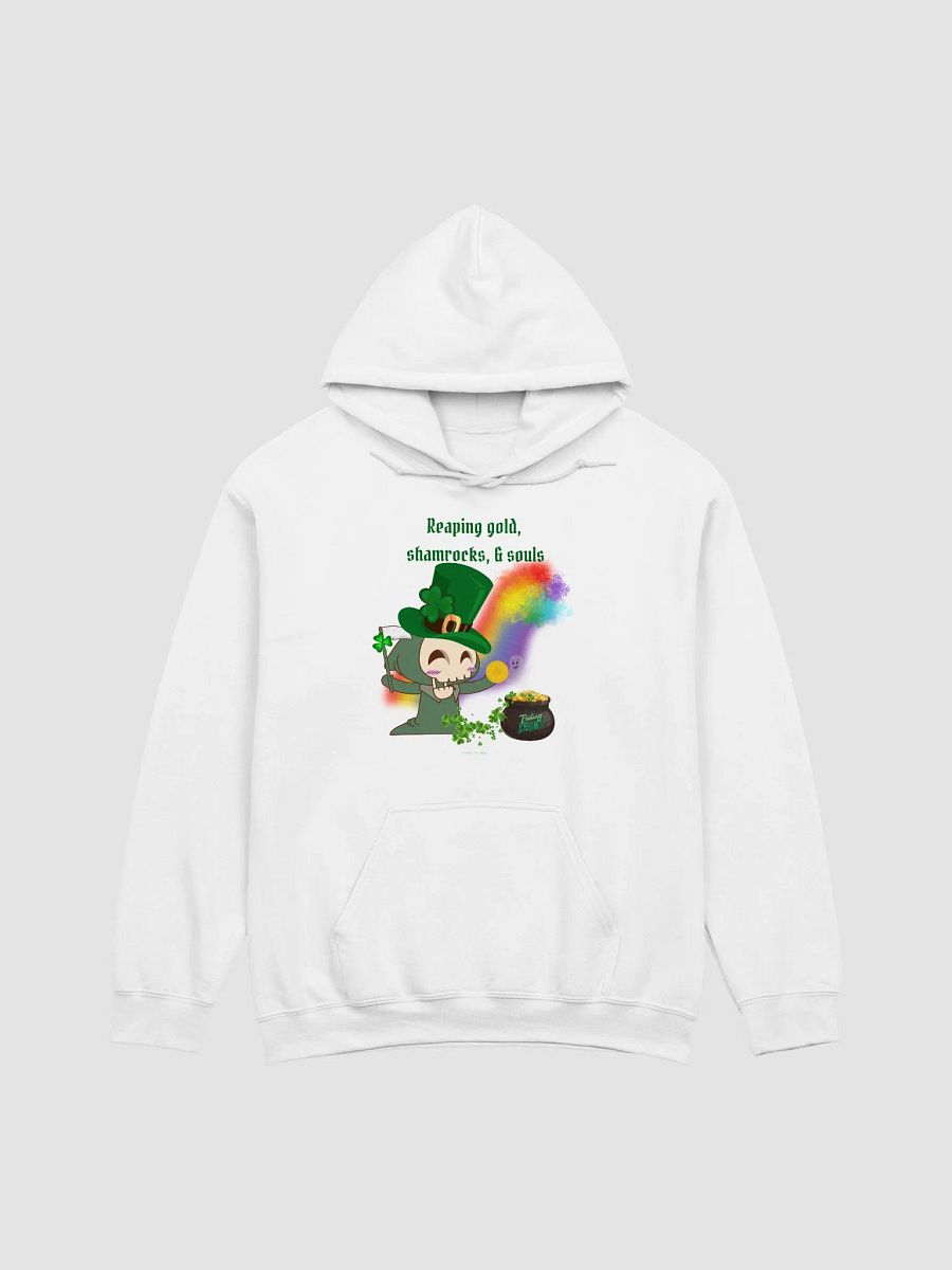 Reaping Gold, Shamrocks, and Souls St. Patrick's Day White Hoodie product image (4)