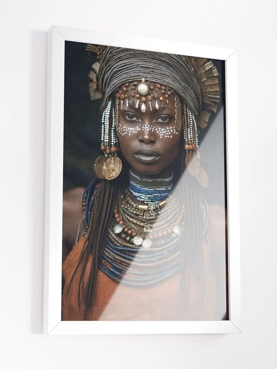 African Woman in Traditional Head Dress, Multi-Colored Jewelry Poster Print, Framed product image (12)