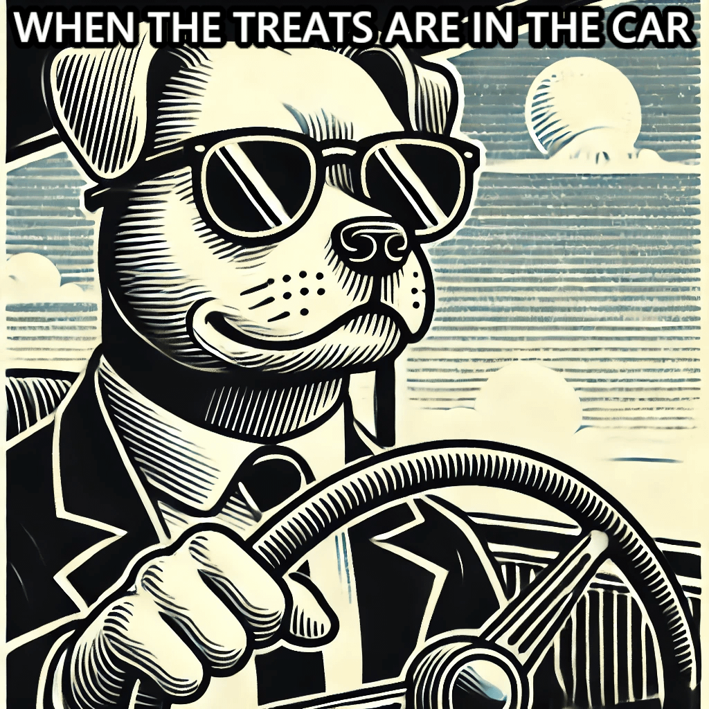 Dog Driving Car Plastic Meme Art Work product image (3)