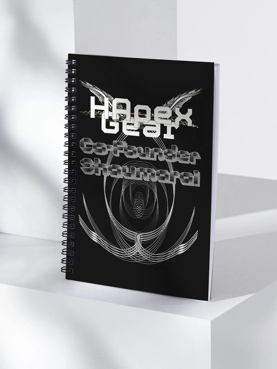 Spiral Notebook - Black - Co Founder Shaumarai - White HApex Gear White Logo product image (4)