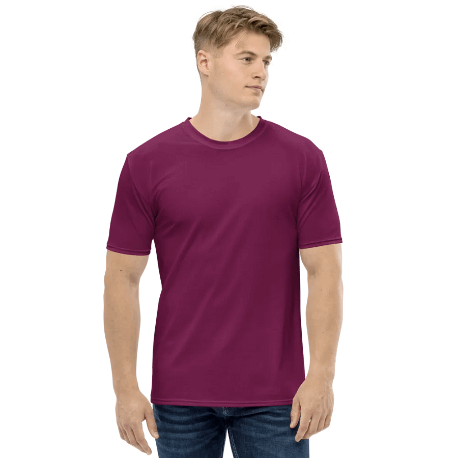 Plain Dark Burgundy Red True Summer Men's Crewneck Polyester Heavyweight Premium T-Shirt by Treasure Pie product image (4)