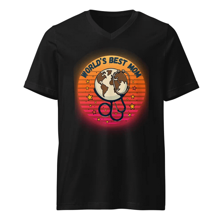 World's Best Mom Earth Stethoscope V-Neck Tee product image (1)