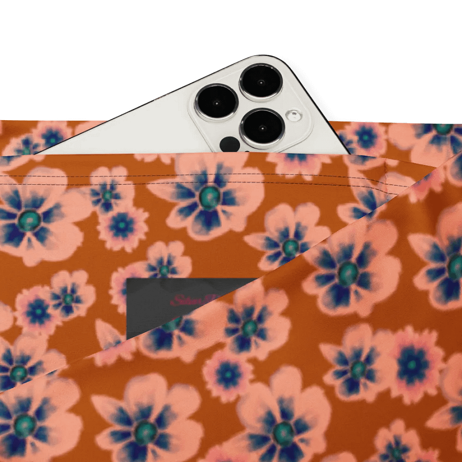 Burnt Orange and Blue Floral Flare Leggings product image (11)