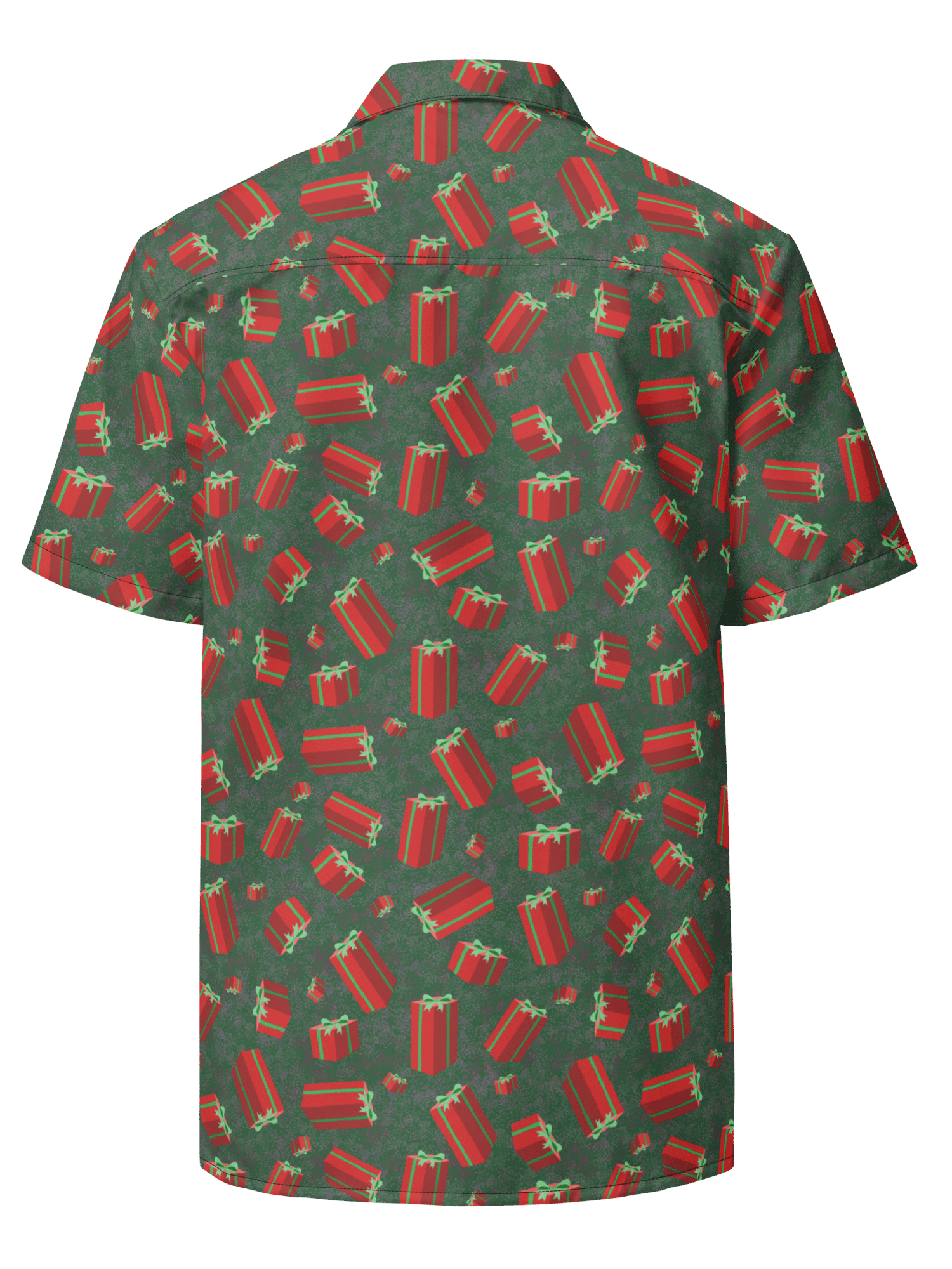 Floating Red Presents on Teal Green Oversized Button-Down Shirt product image (2)