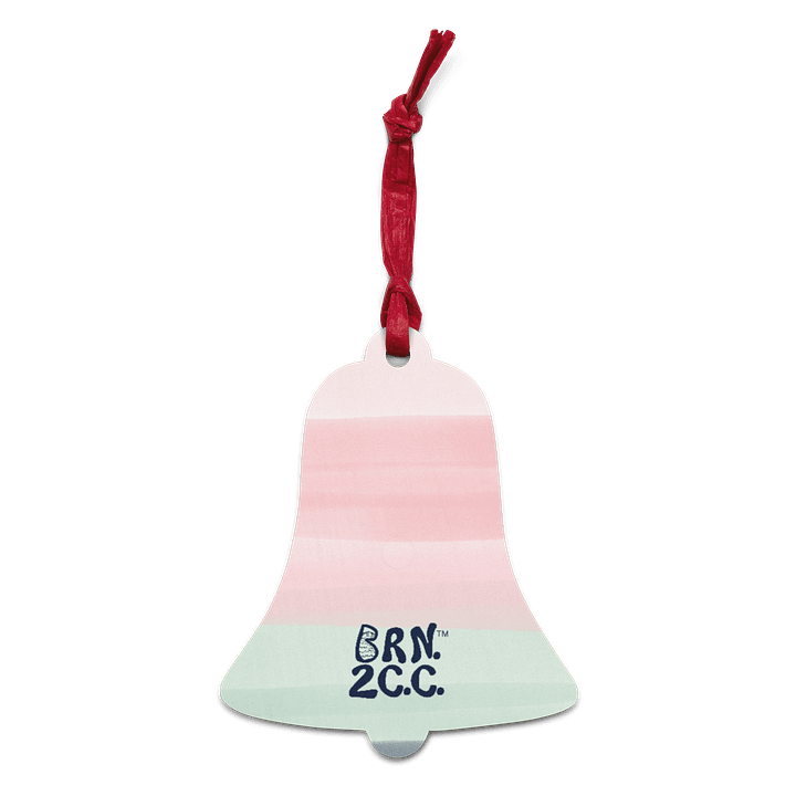 BOURNE to Cape Cod™ | Wooden Holiday Ornament | Double-Sided Coastal Keepsake | with BRN.2C.C.™ Logo on Back | Navy Blue Logos on Horizon Stripes product image (2)