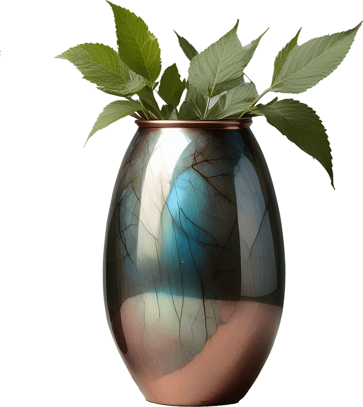 Stellar Luxe – Labradorite & Copper Oval Vase PNG product image (1)