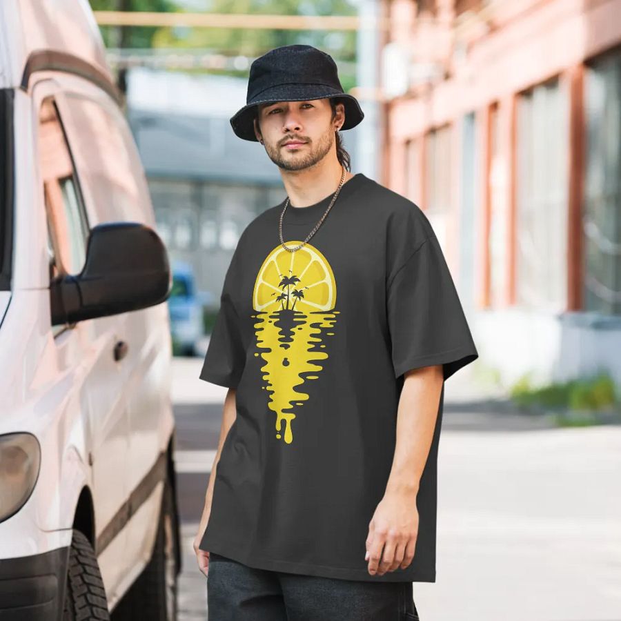 Sunset Lemon Vaporwave - Oversized Tee product image (3)