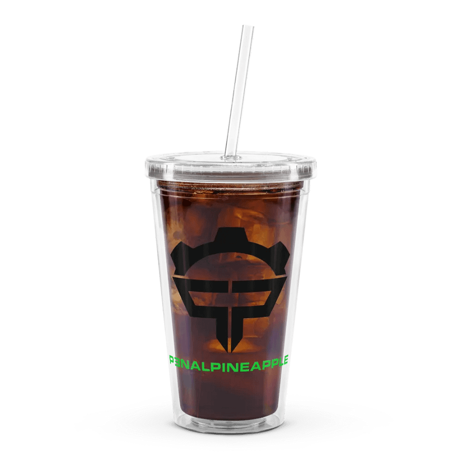 P3nAlPineapple - Black Logo Double Wall Clear Plastic Tumbler (16oz) product image (7)