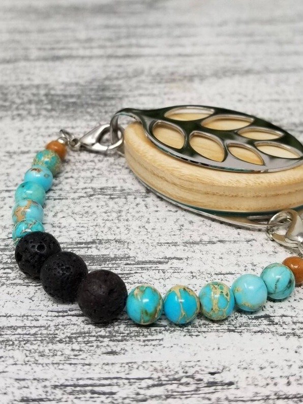 Earth Aromatherapy Bracelet | Jasper & Lava Stone | Handmade Accessory for Bellabeat Leaf Urban & Ivy product image (2)