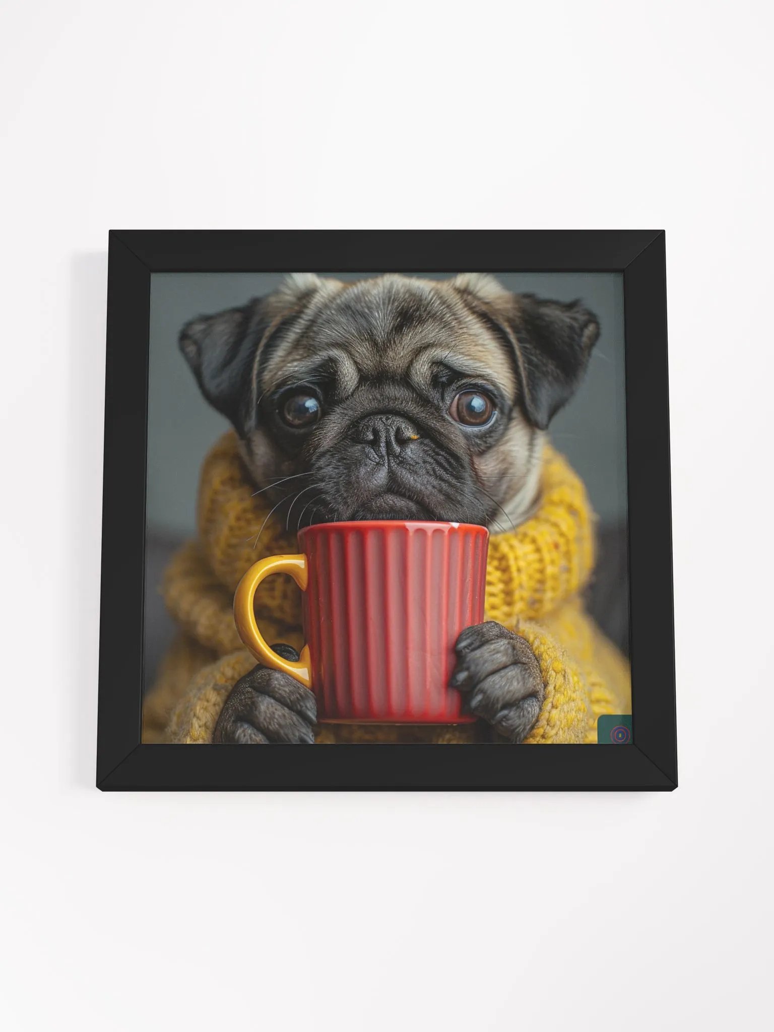 Coffee Lover Pug Puppy Framed Wall Art product image (4)