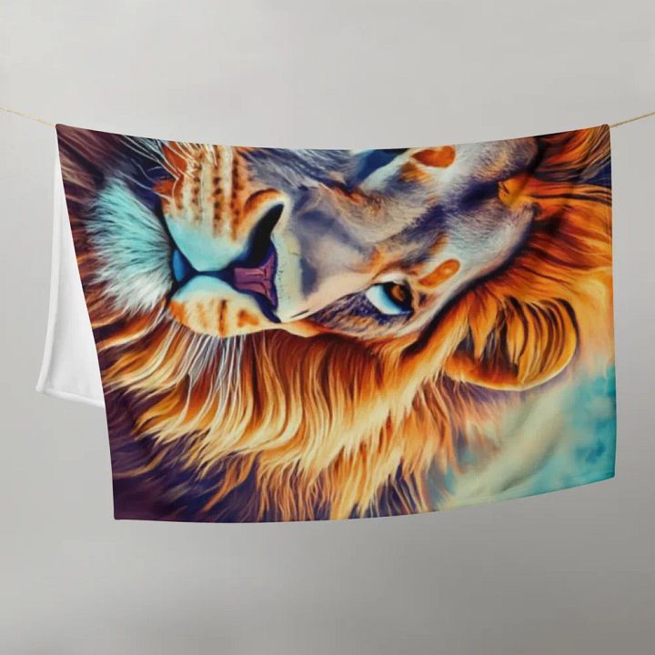 Big Cat King Of The Jungle Majestic Lion Throw Blanket product image (1)