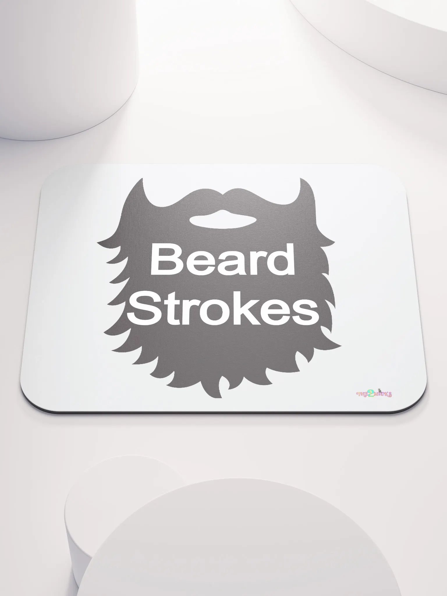 Black Beard Strokes Classic Mouse Pad (White) product image (2)
