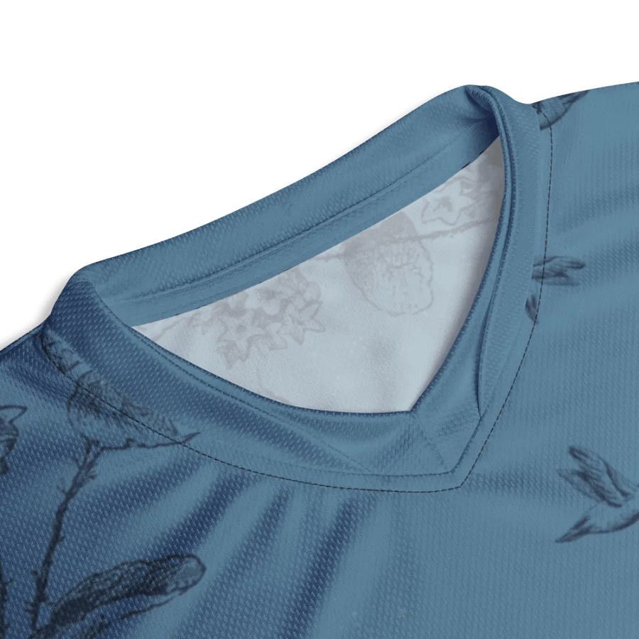 Unisex T shirt with hummingbird design. Muted blue. I del for the outdoors erson who loves birding and nature product image (4)