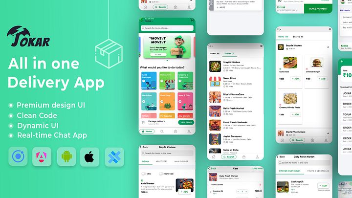 Ionic Jokar (All-in-One Delivery – Dunzo Clone) App Template product image (1)
