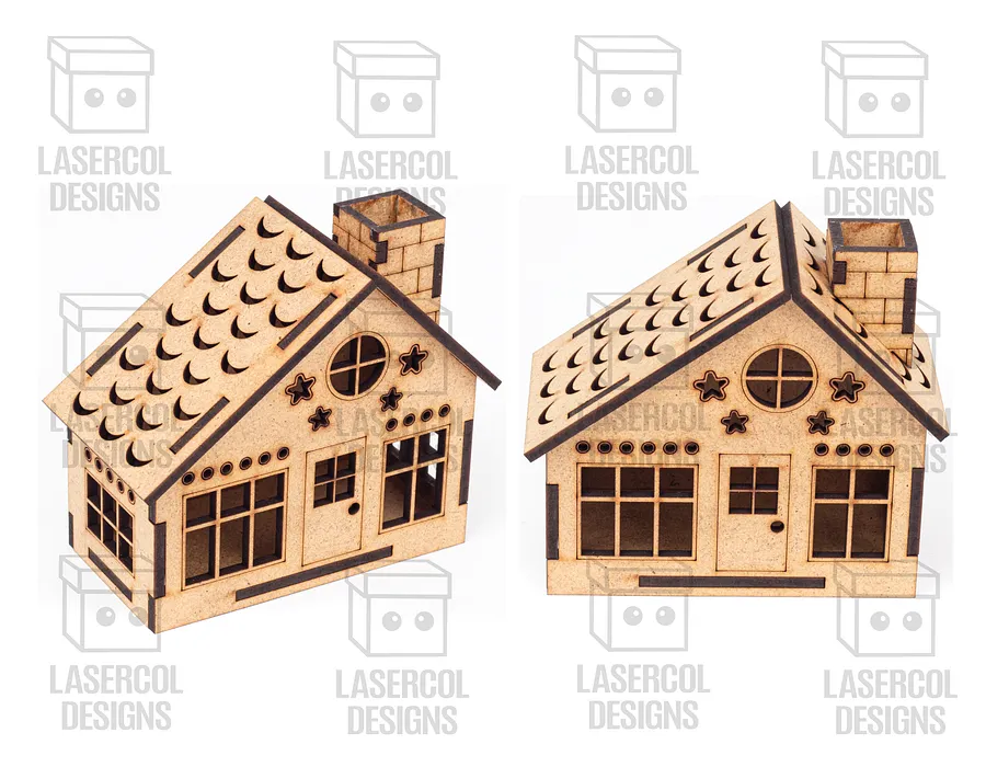 Christmas Houses Set 1 (5 Styles) - Laser Cut Files product image (5)