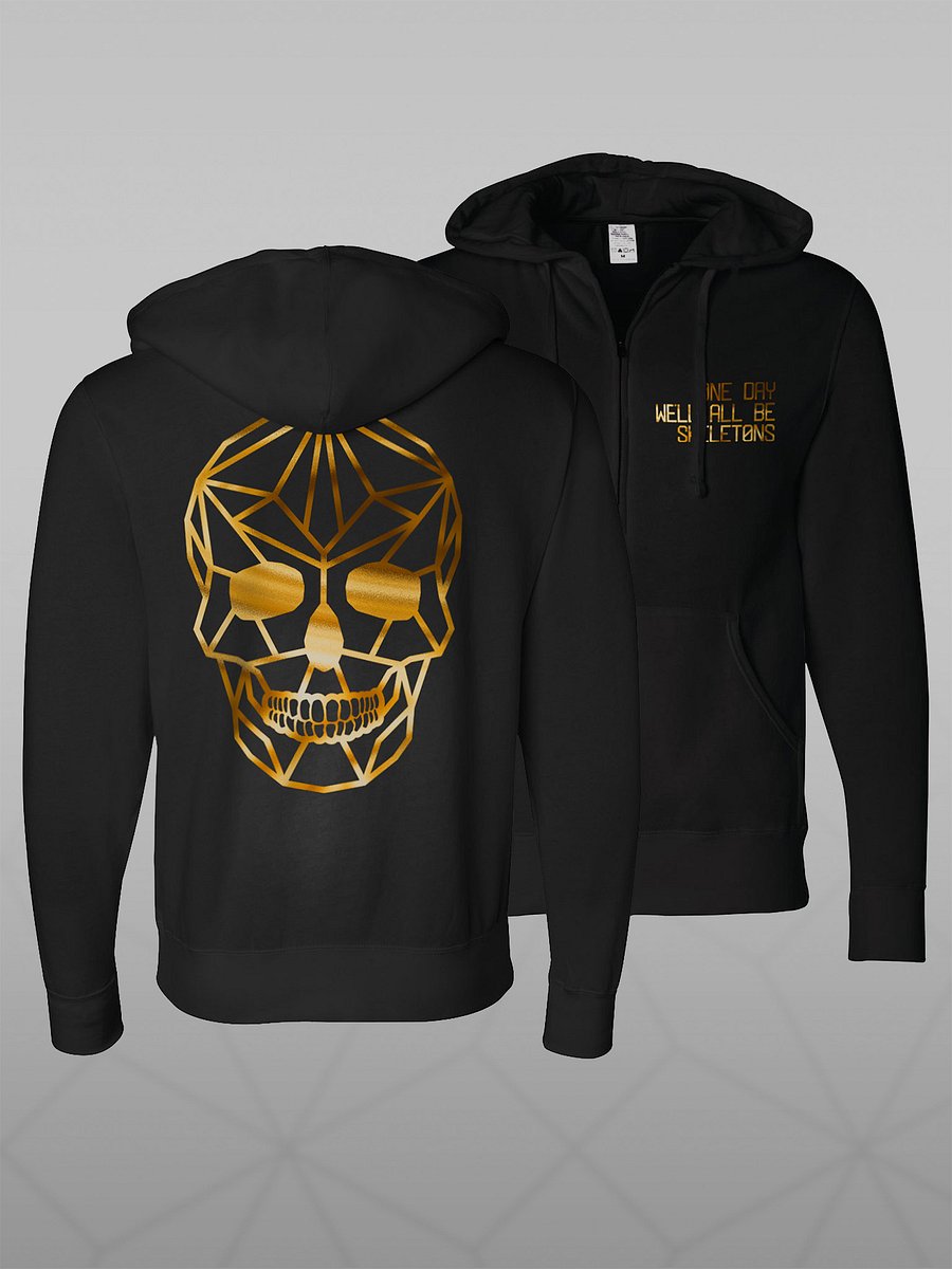 ONE DAY WE'LL ALL BE SKELETONS ZIP HOODIE - BLACK product image (1)