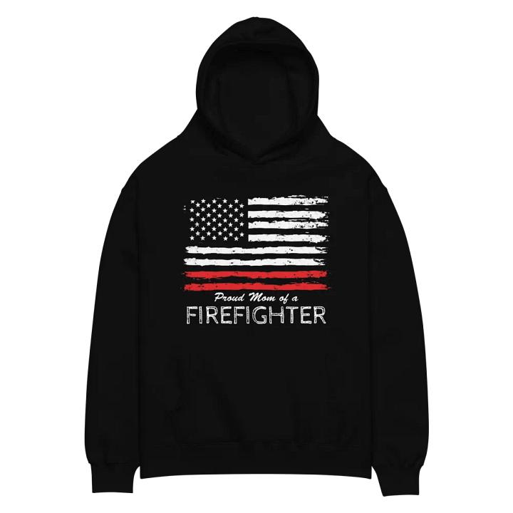 Patriotic Firefighter Mom Hoodie | USA Flag Design | Perfect Gift for Proud Moms product image (2)