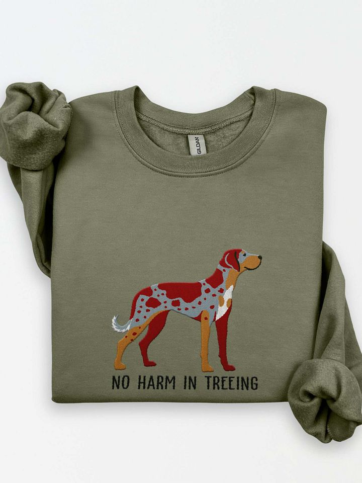 No Harm in Treeing Sweatshirt (Embroidered) of a Catahoula Leopard Dog(Red Merle) product image (1)