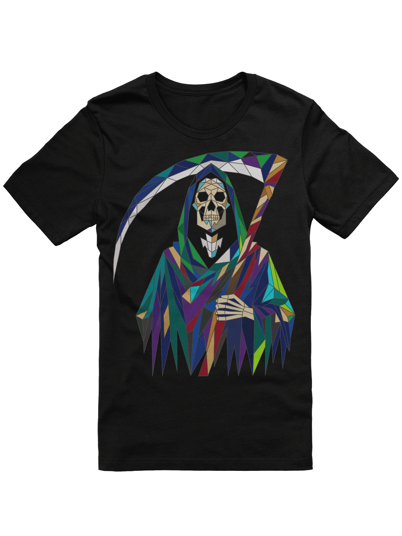 Geometric Grim Reaper T-Shirt | Colorful Skull Graphic Tee product image (1)