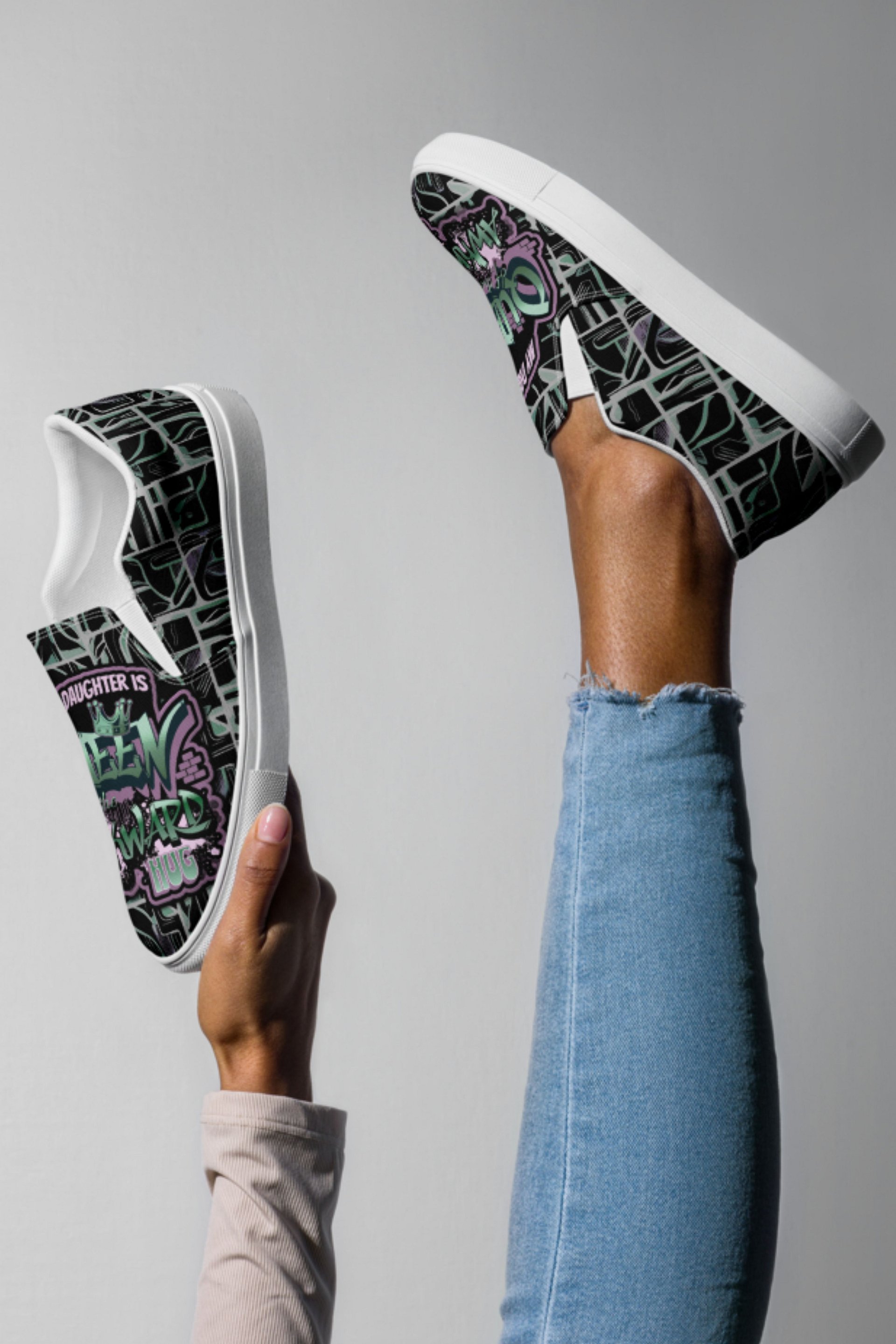 Queen of the Awkward Hug #Autism All Over Print Slip on Shoes product image (2)