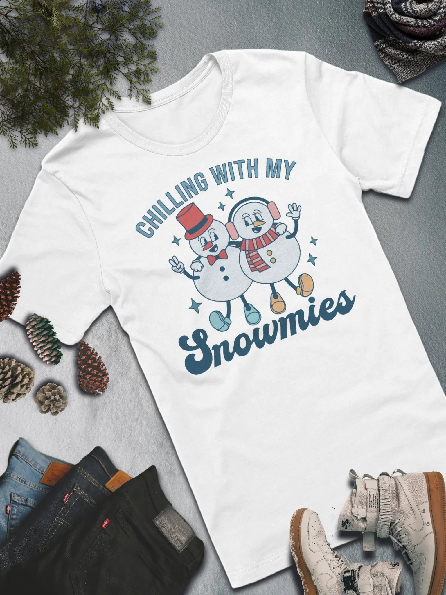 Chilling with My Snowmies T-Shirt – Fun Winter Vibes product image (5)