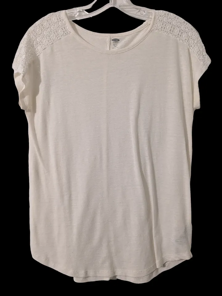 XL White Crochet Shirt Sleeve Top product image (1)