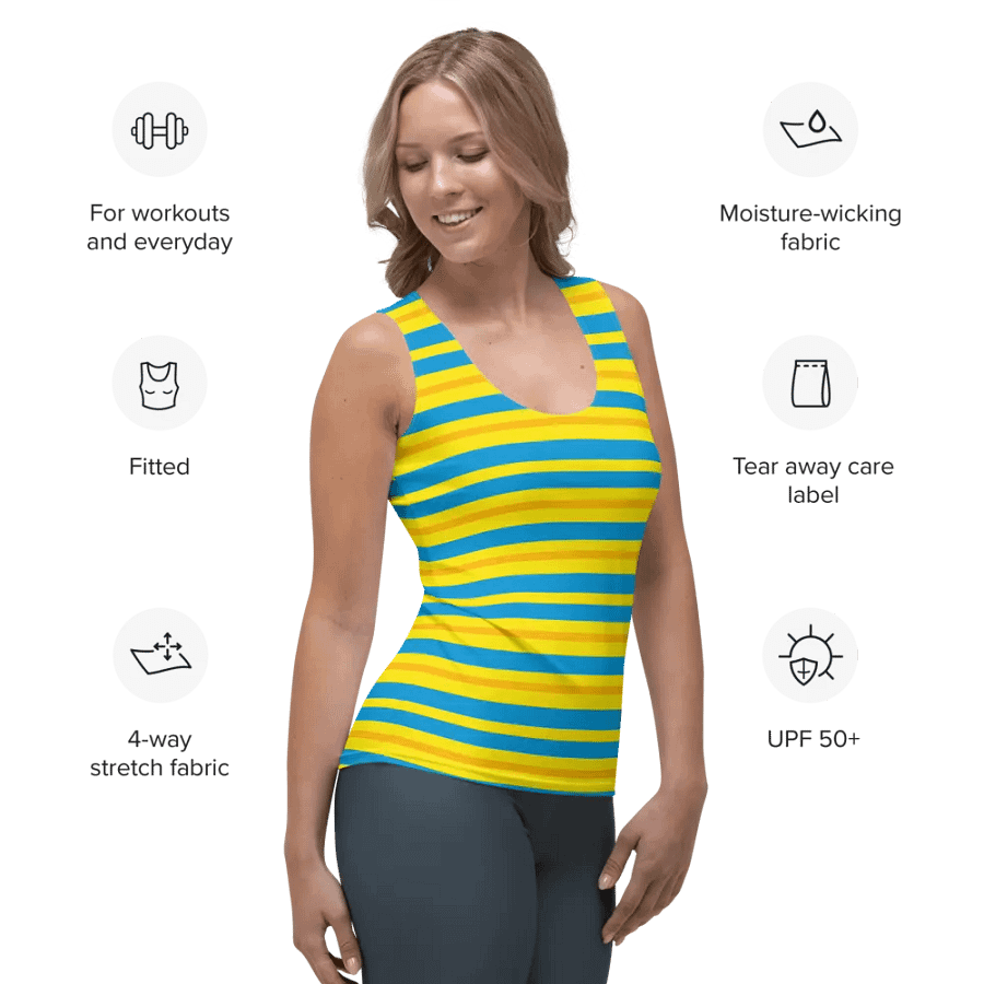 Cobalt Topaz Gold Striped Women's Tank Top product image (7)