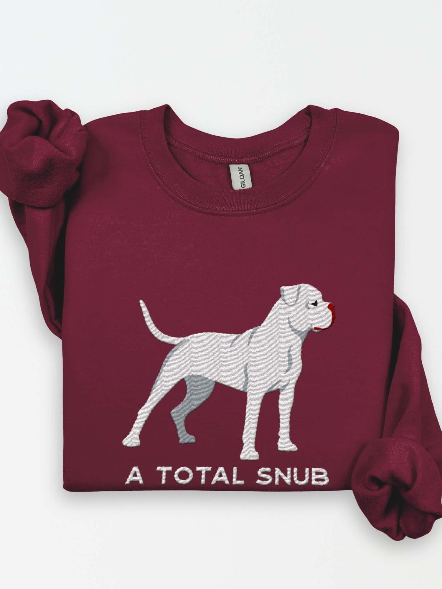 A Total Snub Sweatshirt (Embroidered) of an American Bulldog(White) product image (1)