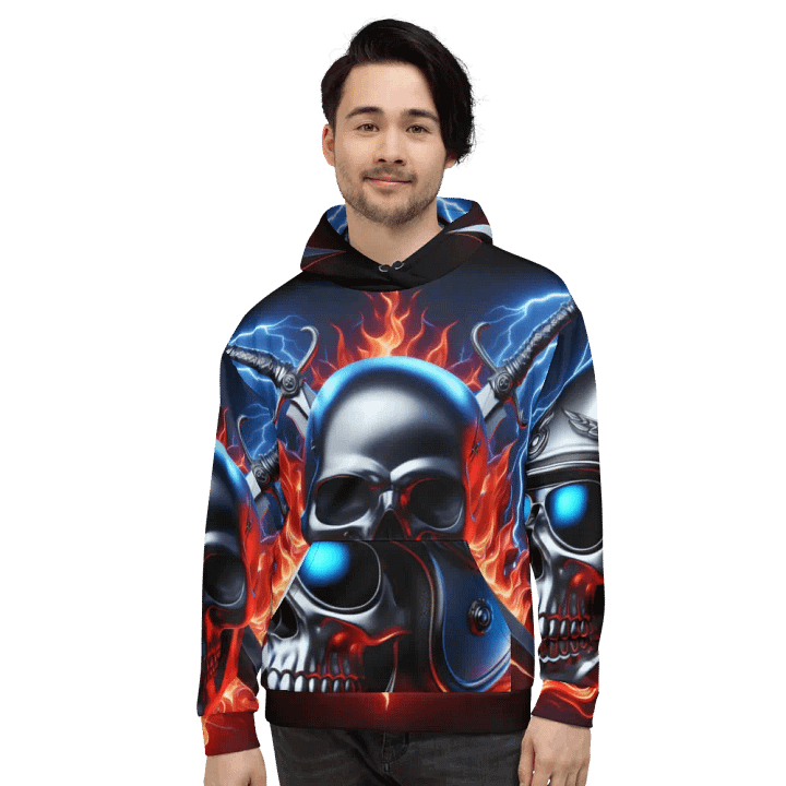 Silver Digital Skull Art - Unisex Skull Hoodie #30 product image (2)
